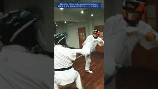 練習生の打撃スパーリングの様子。Real Fighting Aikido. Strike sparring of Aikido \