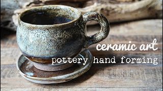 「陶芸」pottery/making a coffee cups/手びねりでコーヒーカップを造った【いろいろ作るchannel】また３種類の釉薬重ね掛けした