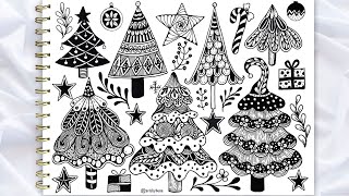 How To Draw 7 Easy CHRISTMAS TREES | Doodle Ideas For Christmas