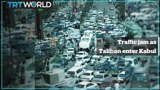 Traffic jam takes place as Taliban enter Afghan capital