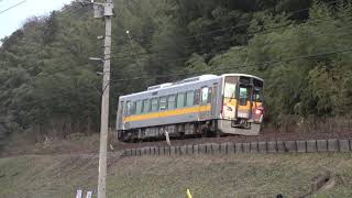 [4K]長門峡南方で起動停止を繰り返すDEC700形気動車(20211218)DEC700 DMU Go and Stop near Chomonkyo