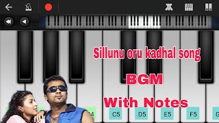 Sillunu oru kadhal BGM||Easy learning with Notes||Walk band piano Keyboard🎹