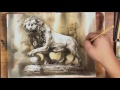 【十分鐘繪畫教室】 13 縮時攝影 水彩 佛羅倫斯石獅像 time lapse watercolor florence lion statue