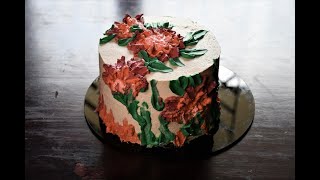 Eggless Whole Wheat Paan Cake With 3D Palette Knife Painting on Whipped Cream