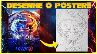 Como desenhar o POSTER do SONIC 3 filme 2024 - passo a passo/ tutorial