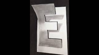 How to draw 3D letter/ how to draw 3D letter E / easy pencil drawing/cool optical  illusion