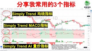 分享我常用的3个技术指标 SIMPLY TREND 均线指标 , MACD , SIMPLY TREND AI 量价指标