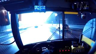 [Cab view].  OMSI in real, Solaris Urbino 18. Bus driver in Katowice. Riding in the tunnel.