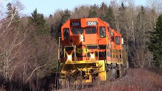 Three EMD SD40-2s Lead CBNS Train 305 thru Murray Siding, NB heading to Truro Yard