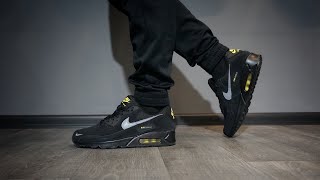 Nike Air Max 90 Black Yellow-Grey DO6706-001 on feet