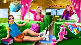 We Build a Secret Room in the School Bus! / School Bus Makeover!