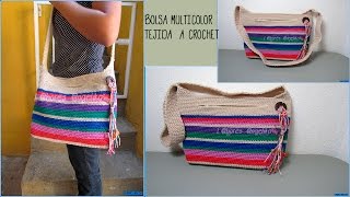 BOLSA MULTICOLOR TEJIDA A CROCHET | Labores Angélika |