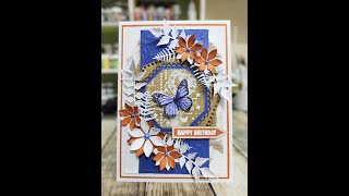 A5 Card with new Rust + Deep Indigo + White Heat Embossing #craft #mixedmedia #cardmakingtechniques