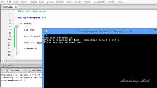 Cin in C++ for Receiving User Console Input C++ Programming Video Tutorial