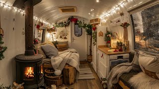 🔴Cozy Vintage Nights: Experience Tranquil Firelight in a Beautiful Caravan