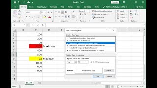 Automatic Highlight Minimum \u0026 Maximum Values in MS Excel (2007-2019)