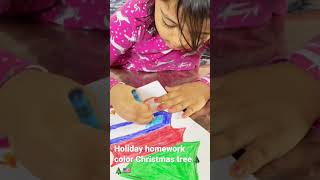 School holiday homework |coloring  Christmas tree by using some vibrant colors 🟠🔴🟢🟤🔵|YT shorts