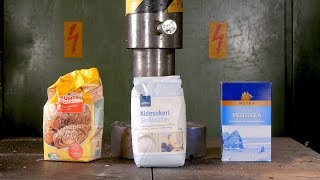 Turning Sugar and Salt into Rock with Hydraulic Press | in 4K