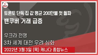 토론토 단독 집 값 평균 200만불 첫 돌파 - 2022년 3월3일 (목)