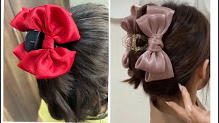 Hair Bow Claw बनाये बचे हुए थोड़े से कपड़े से और Create करे एक नया लुक 👌👍😊😊।Hair Claw Making🥰।