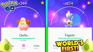 I GOT A GEN 2 CLEFFA FROM MY FIRST EGG IN POKEMON GO! + WORLD'S FIRST TOGETIC!