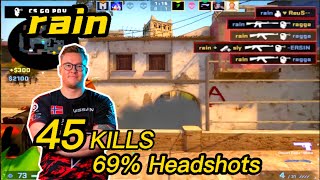 rain Faceit Mirage POV - 45Kills - 6 Triples - 69% HS - 🔥 CSGO rain POV!