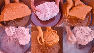 Red Clay#02💖Soft Dusty Smokey Pure Red Mud Dirt Water Crumbling Compilation | Red Clay ASMR Edit