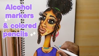 Alcohol Markers & Colored pencils (coloring illustration)