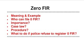 Zero FIR kya hoti hai | Zero FIR in bnss | zero FIR in crpc