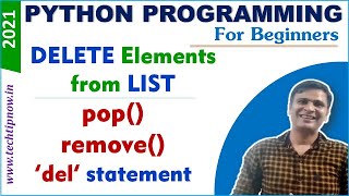 Delete Element from List in Python | pop() in python | remove() in python | del statement in python