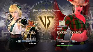 SoulCalibur VI — EZAKIMAKv2 (Sophitia) VS Amesang (Karen ‘Akamu) | Xbox One S Casual