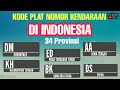 Kode Plat Nomor Kendaraan di Seluruh INDONESIA