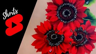 🔴 VIBRANT RED Sunflower Painting #shorts #viral #trendingshorts  Acrylic Painting