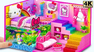 Make Hello Kitty Bedroom on Underground Fish Tank in Rainbow Miniature House ❤️ DIY Miniature House