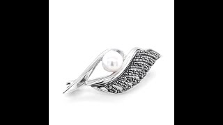 ASHA Jewelry - Marcasite and Fresh water Pearl Silver Brooch