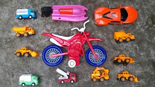 Finding Lot's of Toy Vehicles|Mixer truck,Dump Truck, Tanker,Crane,Motorbike, Auto Rickshaw & others