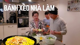 Winter Life -17°C But Still Warm Beside a Pan of Vietnamese Pancakes