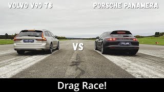 2023 Volvo V90 T8 455hp vs 2020 Porsche Panamera 4 E-Hybrid 462hp | Drag Race | 4K