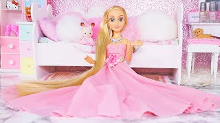 💖Frozen Anna Rapunzel sleepover party!💖 Dress up - kitchen playset - princess dollhouse💖Doll story
