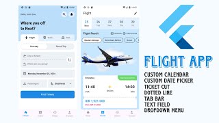 Flutter UI Design | Custom horizontal scrollable calendar, Date picker, Ticket cut | Flight App ✈️