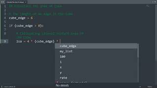 Calculate the area of cube in Python | Python Examples | Python Coding Tutorial | Python Interview