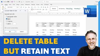 Remove Table in MS Word without Deleting Text | Delete Table but Keep Text