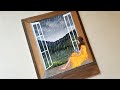 Girl sitting on window in the rain scenery drawing & Painting || Easy rainy season scenery drawing