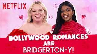 The Cast of Bridgerton Reacts to Bollywood Romances | Charithra Chandran and Nicola Coughlan