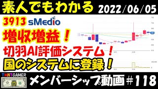 【明日上がる株メンバーシップ】3913 sMedio！決算発表！増収増益！財務基盤堅実！切羽AI評価システムサービスも好評！何かおかしいぞ！#118