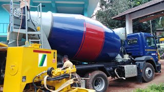 Concrete mixing with large Mixer | Cement metal mixing process | Bharat Benz