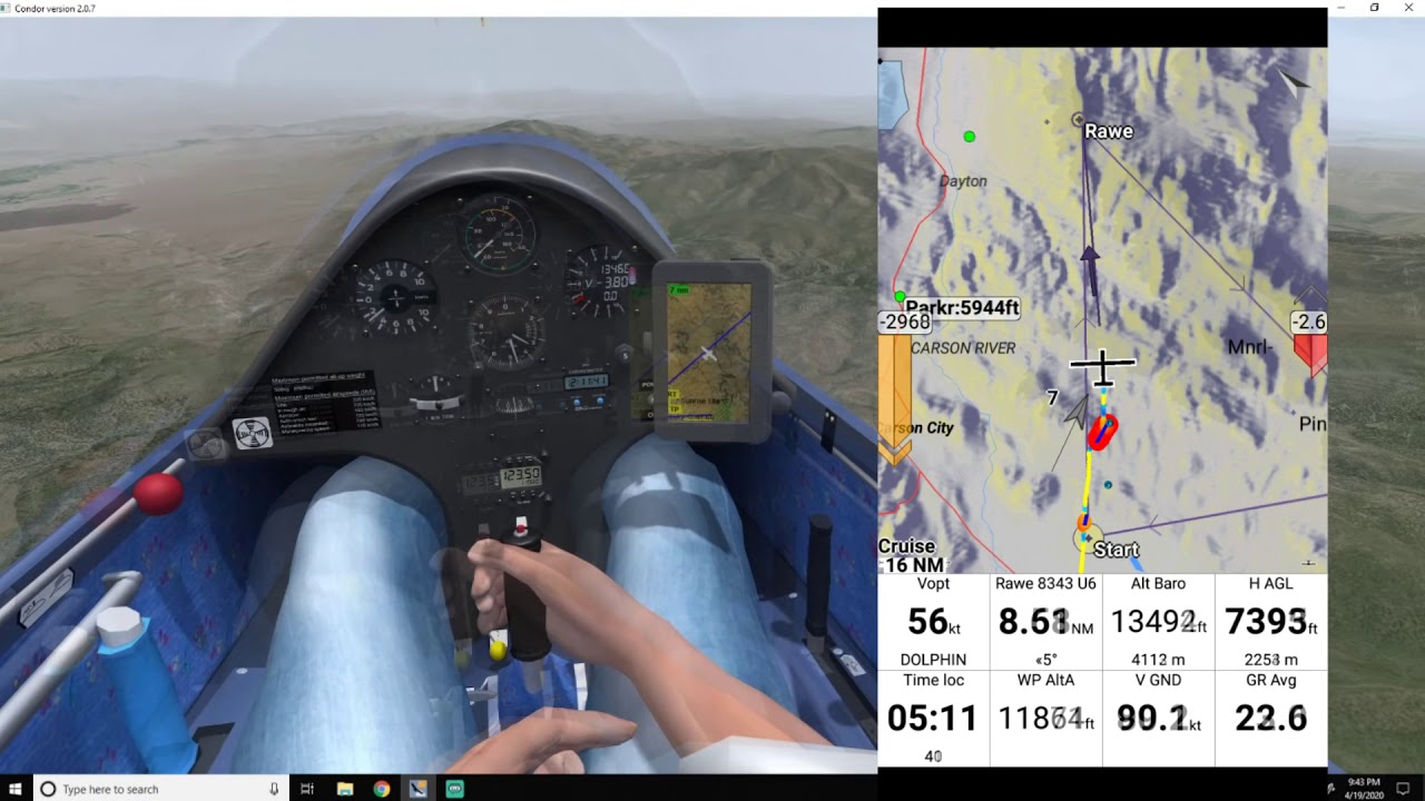 XCSoar Flying A Triangle Task - YouTube