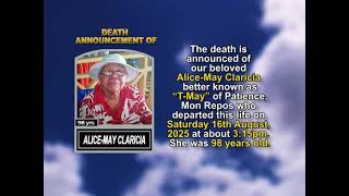Alice May Claricia ~ Short Obituary