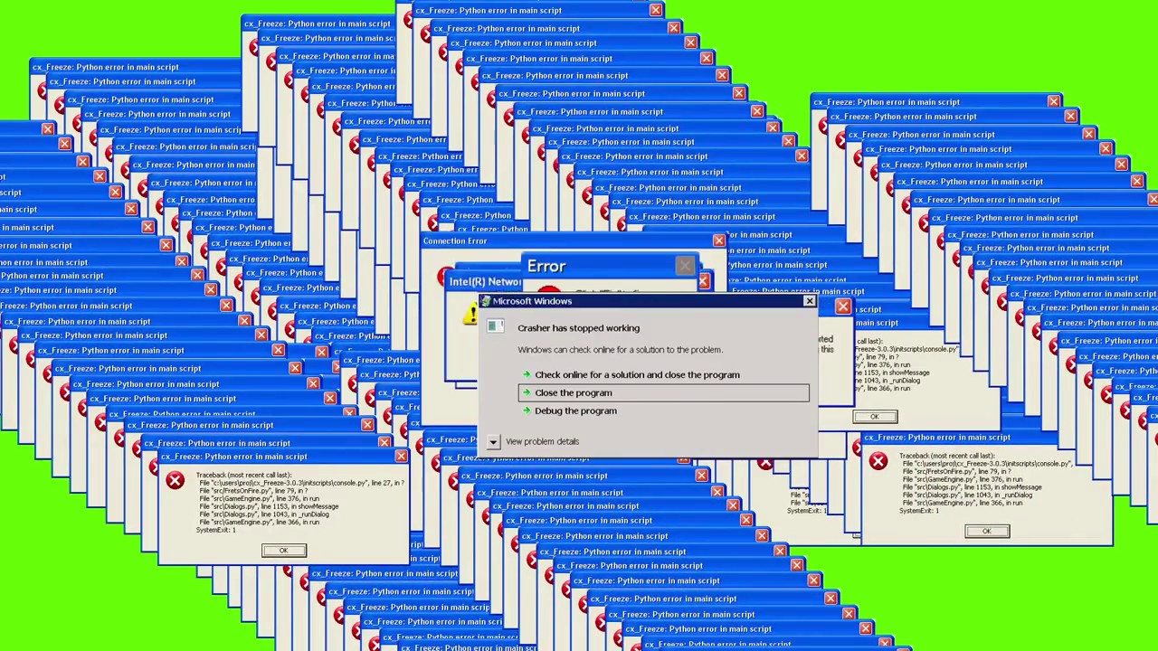 GREEN SCREEN Windows XP Error VIRUS ERROR ☢ FOOTAGE SOUND - YouTube