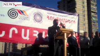 The speech of Ruben Hakobyan on three parties' rally in Hrazdan